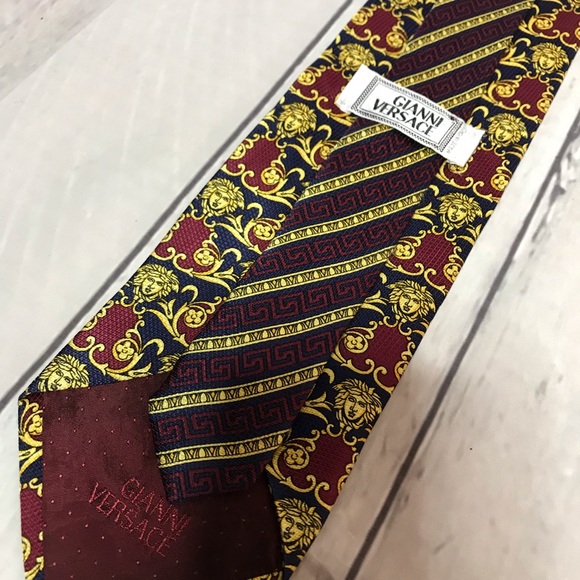 Versace Gold/Maroon / Blue Necktie - Picture 6 of 6